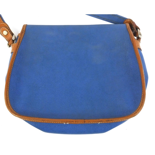 383 - French Lansel blue leather designer handbag