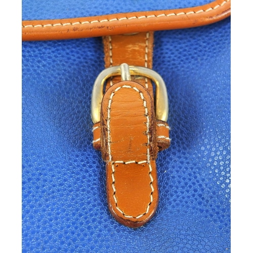 383 - French Lansel blue leather designer handbag