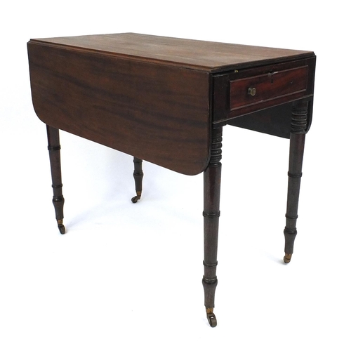 26 - Victorian mahogany Pembroke table fitted with a frieze drawer, 72cm high x 100cm wide (extended) x 8... 