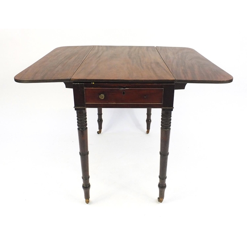 26 - Victorian mahogany Pembroke table fitted with a frieze drawer, 72cm high x 100cm wide (extended) x 8... 