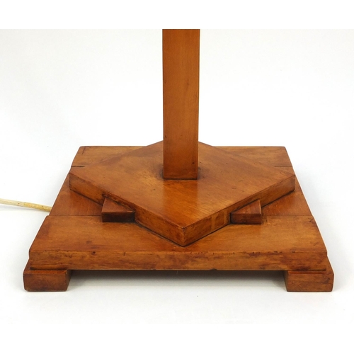 93 - Art Deco walnut standard lamp, 150cm high