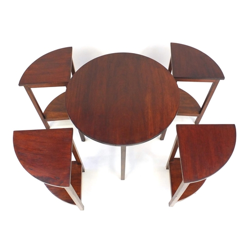 72 - Circular mahogany nest of five tables, the larger 56cm high x 60cm in diameter