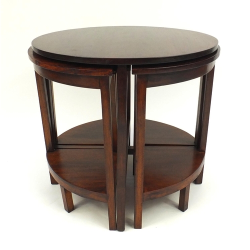 72 - Circular mahogany nest of five tables, the larger 56cm high x 60cm in diameter