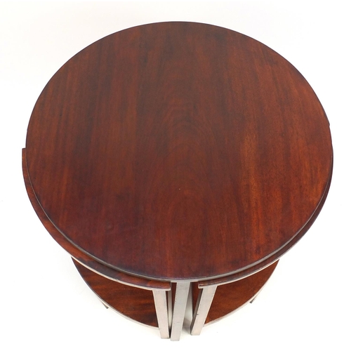 72 - Circular mahogany nest of five tables, the larger 56cm high x 60cm in diameter