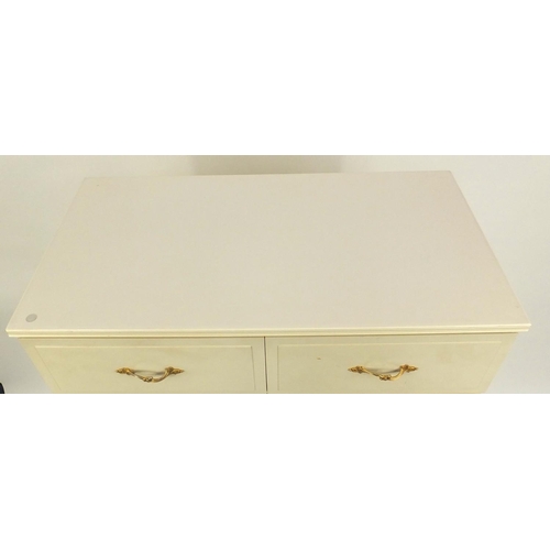 70 - Modern cream tall eight drawer chest with gilt handles, 147cm high x 81cm wide x 42.5cm deep