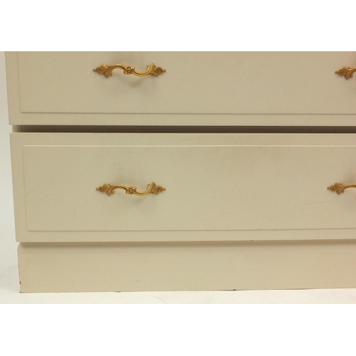 70 - Modern cream tall eight drawer chest with gilt handles, 147cm high x 81cm wide x 42.5cm deep