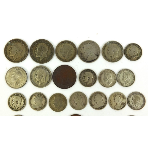 400 - Small selection of British pre decimal coins including half crowns, shillings etc