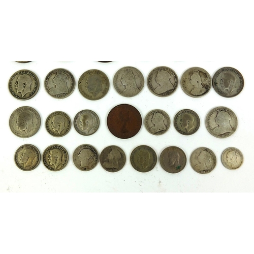 400 - Small selection of British pre decimal coins including half crowns, shillings etc