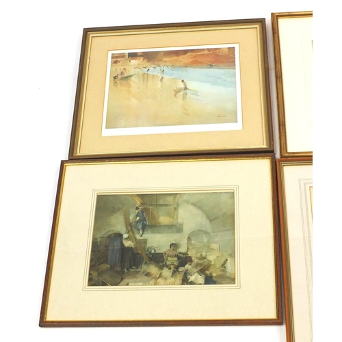 404 - Six Russell Flint prints, each mounted and framed, the larger 50cm x 36cm excluding the mount and fr... 