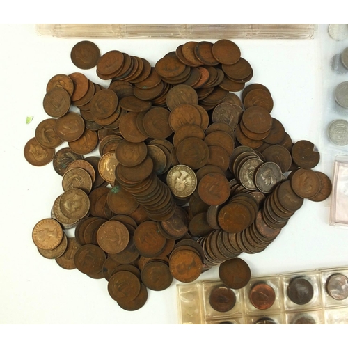 399 - Collection of mostly British pre decimal coins including shillings, two shillings, three penny bit, ... 