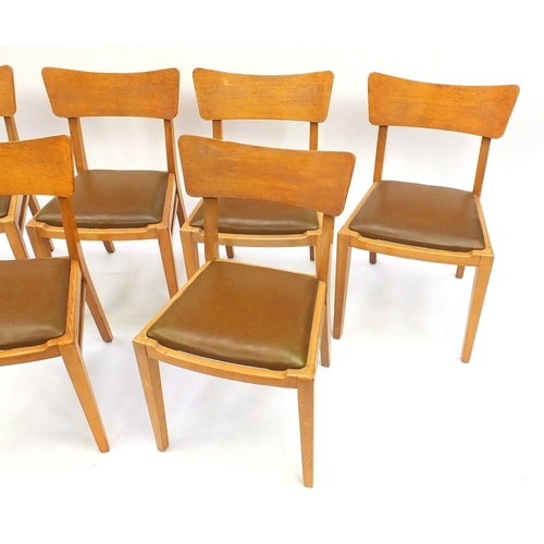 44 - Set of six G-plan E-Gomme dining chairs with brown leather drop in seats