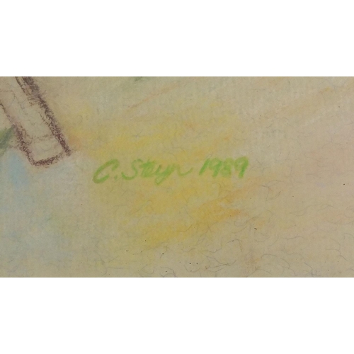 41 - Pastel onto paper, nude female, signed C. Steyn 1989 and titled Autumn, The Sacredness of Earth, 63c... 