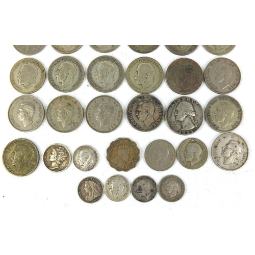 393 - Collection of mostly British pre decimal coins including shillings, half shillings, florins etc some... 