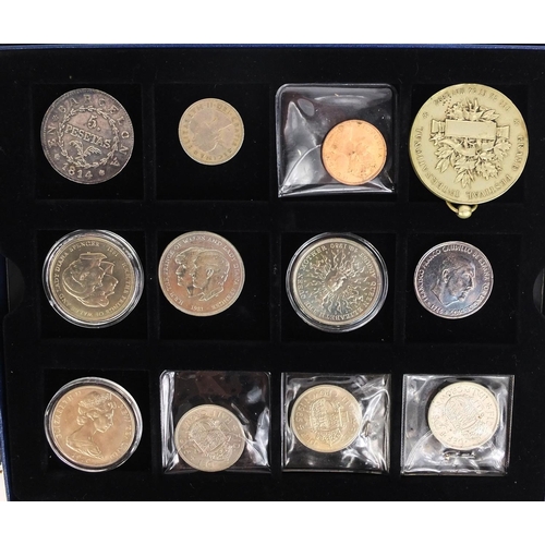 402 - Large selection of world coins and bank notes including commemorative crowns, proof sets, pennies, t... 