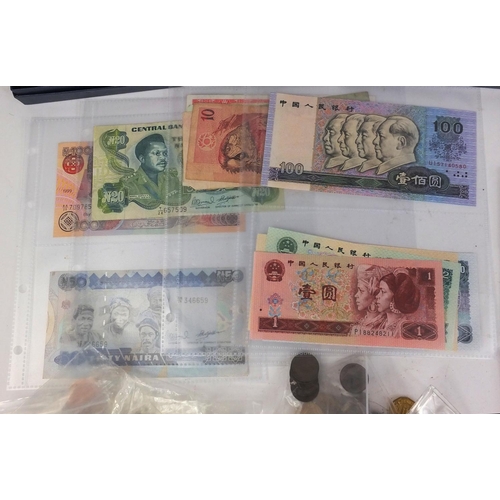 402 - Large selection of world coins and bank notes including commemorative crowns, proof sets, pennies, t... 