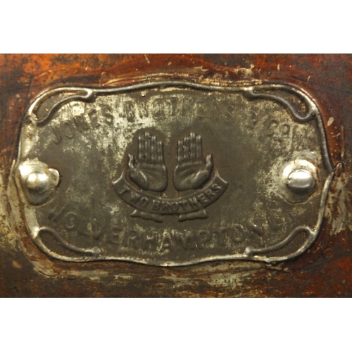 48 - Victorian metal Jones Brothers & Co deed box, 23cm high x 64cm wide x 32cm deep
