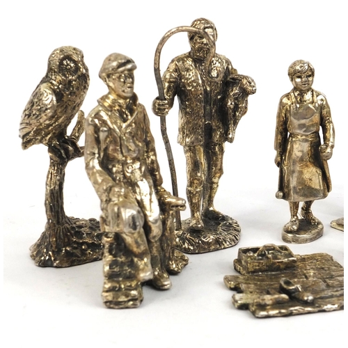 347 - Collection of pewter figures including black smith shepherd etc