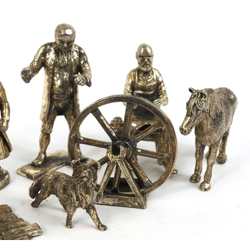 347 - Collection of pewter figures including black smith shepherd etc