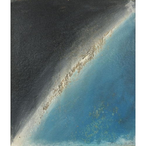 388 - Oil onto board titled 'Blue Planet', inscriptions to the reverse, gilt framed, 58cm x 49cm excluding... 