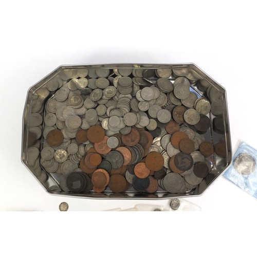 395 - Large selection of mostly British pre decimal coins, including shillings, two shillings, half crowns... 