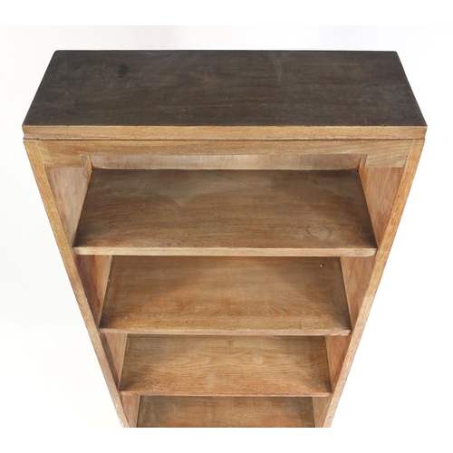 97 - Bleached wood open bookcase, 153cm high x 53cm wide x 19cm deep