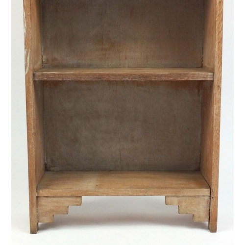 97 - Bleached wood open bookcase, 153cm high x 53cm wide x 19cm deep