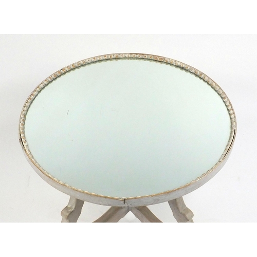 99 - Bleached wood mirrored occasional table, 50cm high x 62cm in diameter