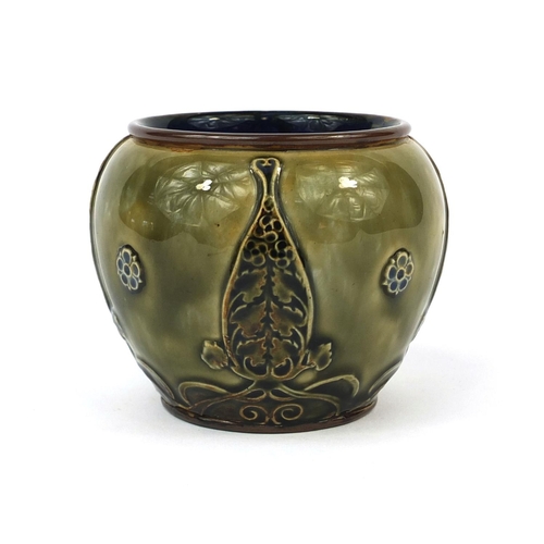 2074 - Art Nouveau Royal Doulton miniature jardinière decorated with stylised motifs, factory marks to the ... 