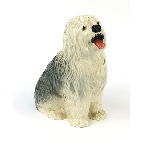 2065 - Large Beswick old English sheepdog, with original paper label, factory marks to the base, 30cm high