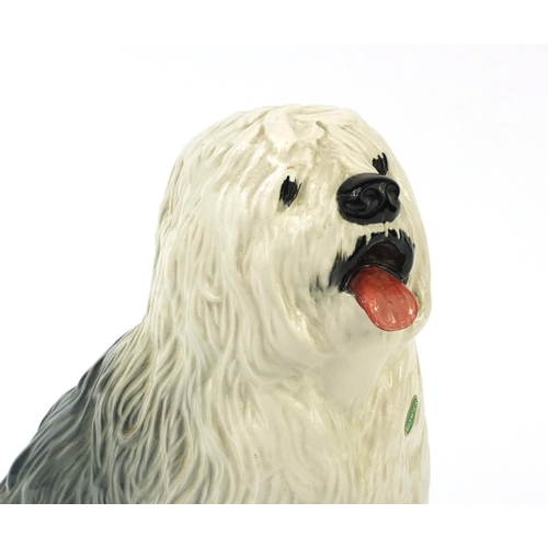 2065 - Large Beswick old English sheepdog, with original paper label, factory marks to the base, 30cm high