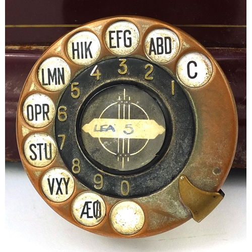 2214 - Vintage enamelled dial telephone, 34cm high