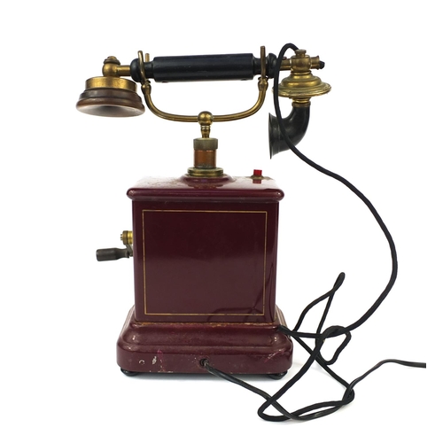 2214 - Vintage enamelled dial telephone, 34cm high