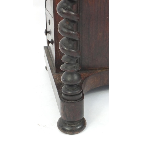 80A - Victorian rosewood Davenport desk with barley twist columns, 80cm high