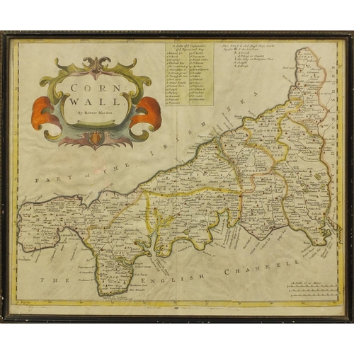 122 - Five antique hand coloured maps, including three John Ogilby road examples of London and a Robert Mo... 