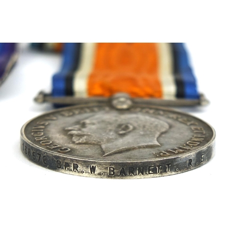 333 - British Military World War I Victory and 1914-18 war medals, awarded to 138578SPR.W.BARNETT.R.E