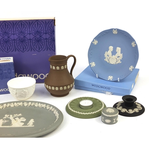 532 - Group of Wedgwood Jasperware, some boxed including a dancing hours pattern candle holder and commemo... 