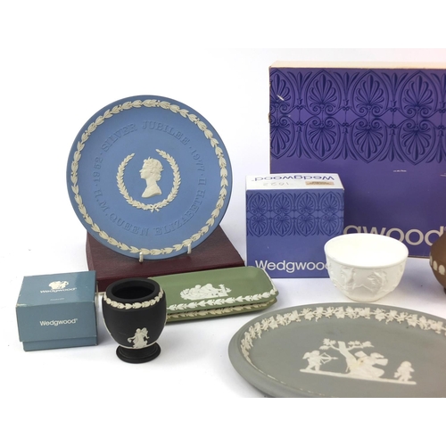 532 - Group of Wedgwood Jasperware, some boxed including a dancing hours pattern candle holder and commemo... 