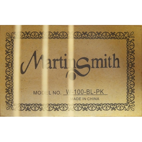 717 - Martin Smith blue acoustic guitar, model number W-100-BL-PK, 102cm in length