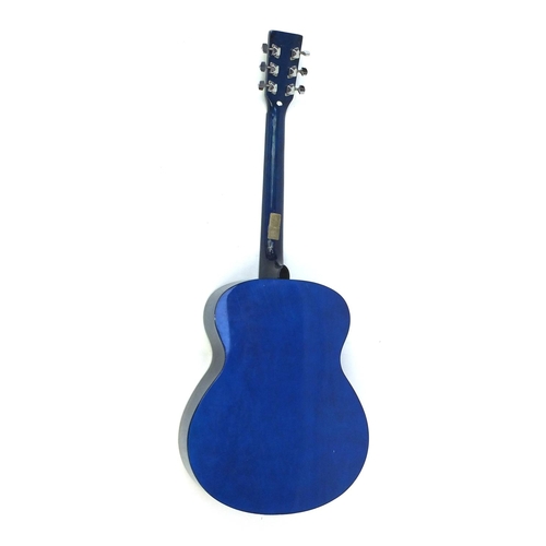 717 - Martin Smith blue acoustic guitar, model number W-100-BL-PK, 102cm in length