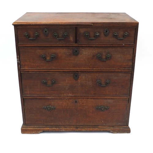 134 - Georgian mahogany five drawer chest, 97cm high x 93cm wide x 50cm deep