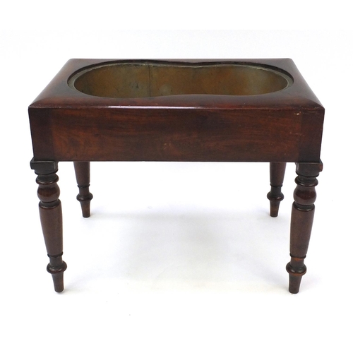 133 - Victorian mahogany commode raised on turned legs, 45cm high