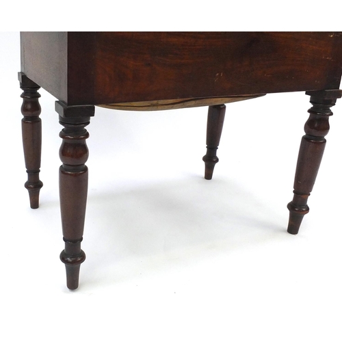 133 - Victorian mahogany commode raised on turned legs, 45cm high