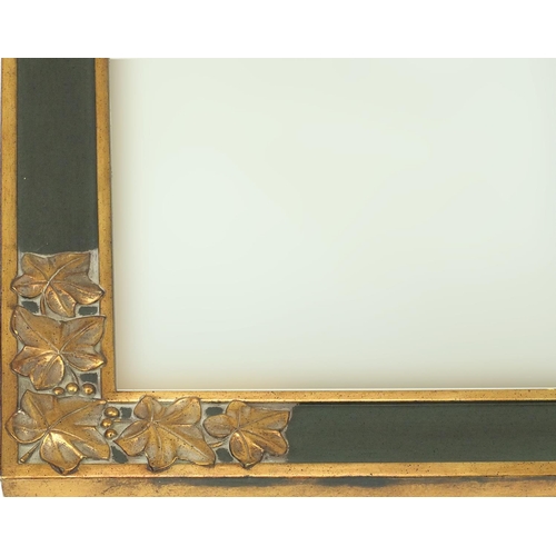 180 - Rectangular gilt framed bevelled edge mirror with leaf decoration, 96cm x 77cm