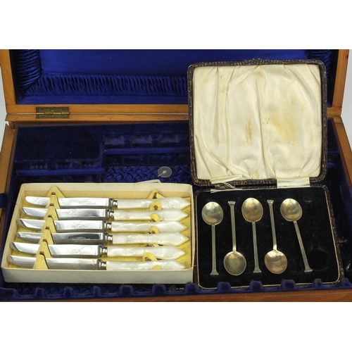 307 - Silver plated cutlery including a part canteen of George Butler & Co plated cutlery etc