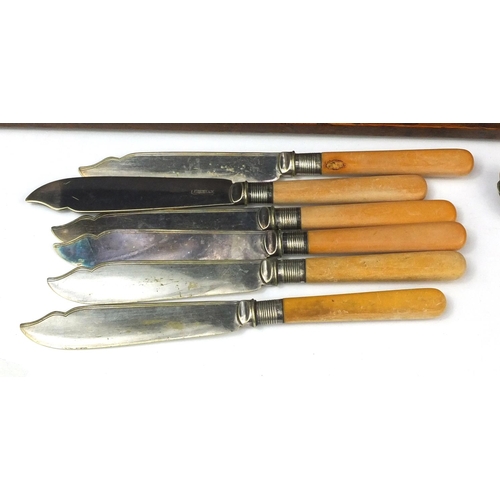 307 - Silver plated cutlery including a part canteen of George Butler & Co plated cutlery etc