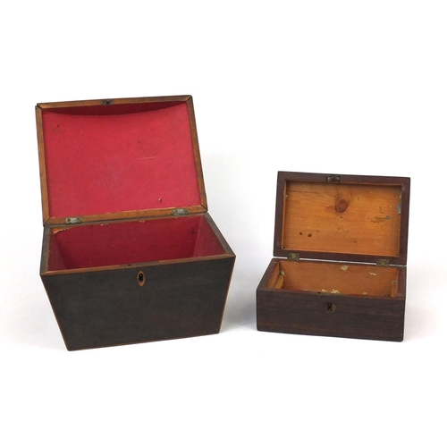 260 - Two Victorian wooden boxes comprising a inlaid mahogany dome topped example and a inlaid rosewood ex... 