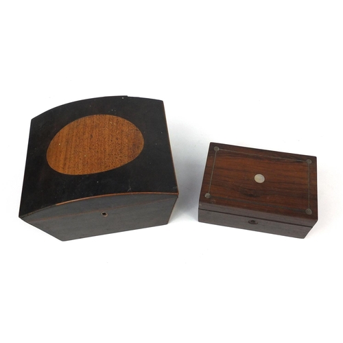 260 - Two Victorian wooden boxes comprising a inlaid mahogany dome topped example and a inlaid rosewood ex... 