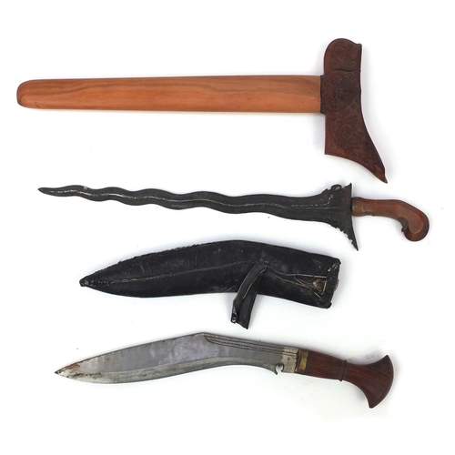 789 - Two vintage knives including a kris, both with sheaths