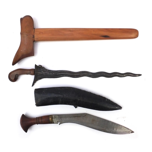 789 - Two vintage knives including a kris, both with sheaths