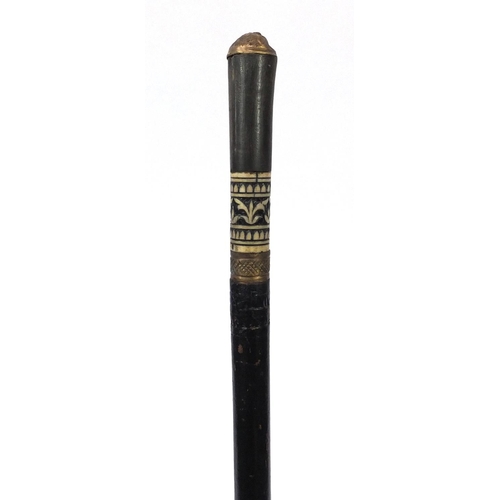 270 - Indian ebonised sword stick with bone handle